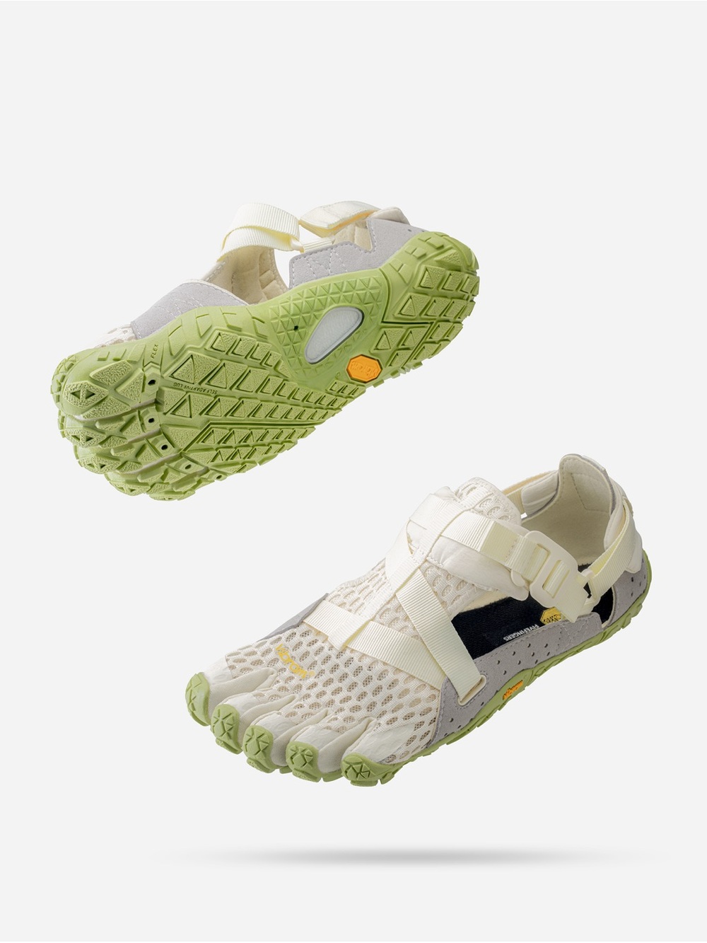 Vibram Breezandal Women’s Cream and Green FiveFingers Water Shoes - Picture 2 of 5